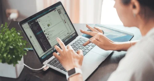a person using their laptop